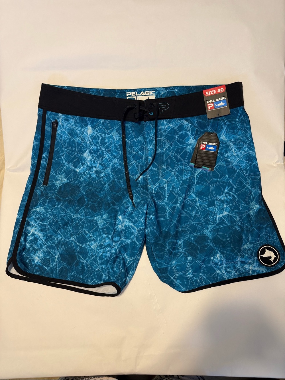 Pelagic Blue & Black Men's Swim Board Shorts